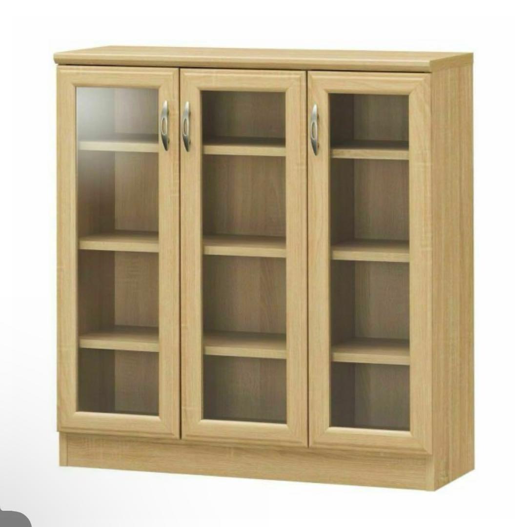 SHRAI STORE キャビネット　ホワイト木製ガラス扉ラック