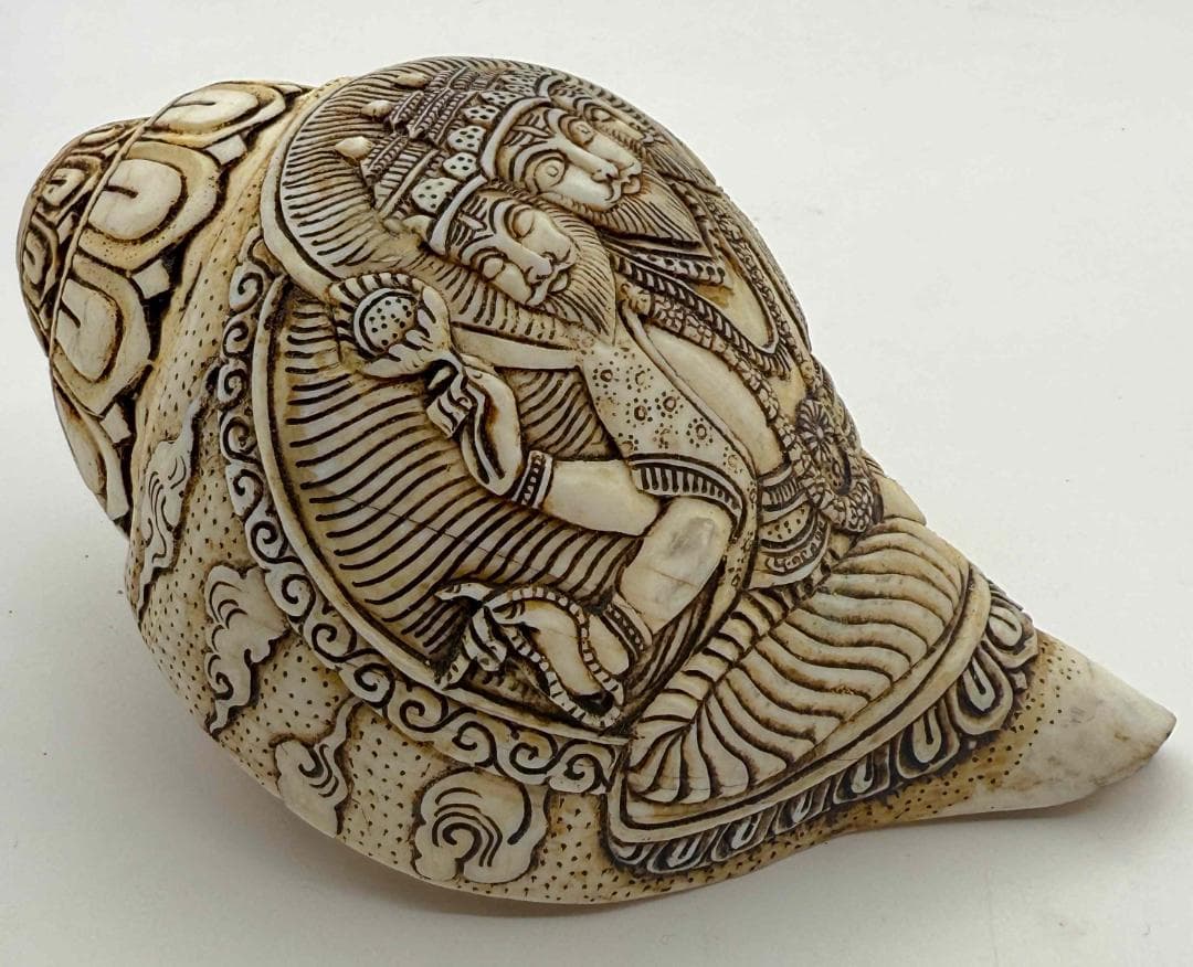 ◆チベット密教法具　法螺貝（シャンカ）ブラフマー（梵天）