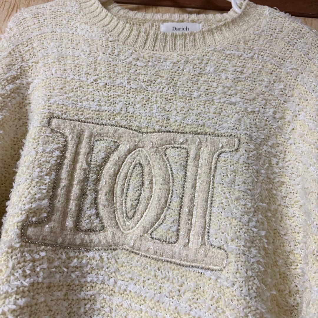 DD ダーリッチ ロゴツイードニットプルオーバー イエロー