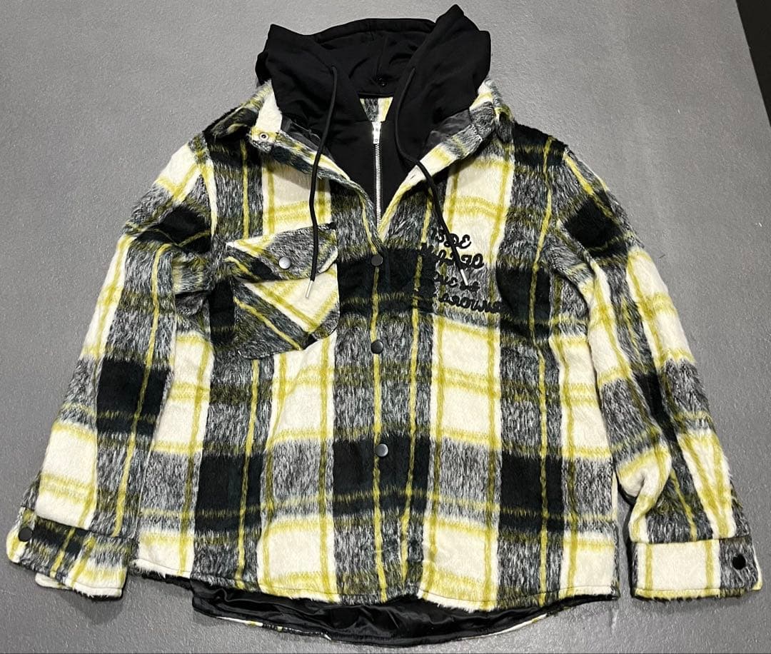 新品 13DE MARZO ジャケット チェック柄　テディベア付き フード付き