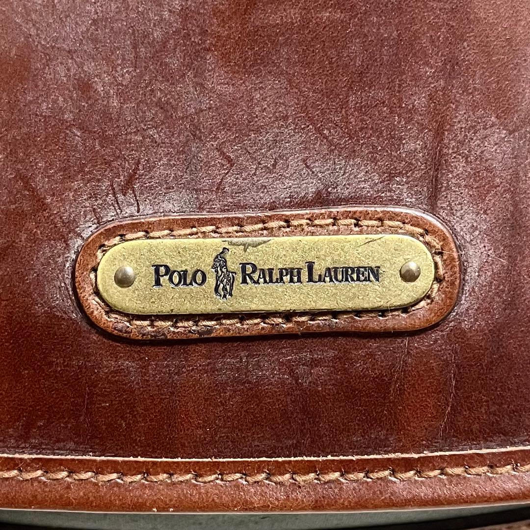 ポロラルフローレン ショルダーバッグ レザー ヴィンテージ 茶色 2層式 棒 鞄
