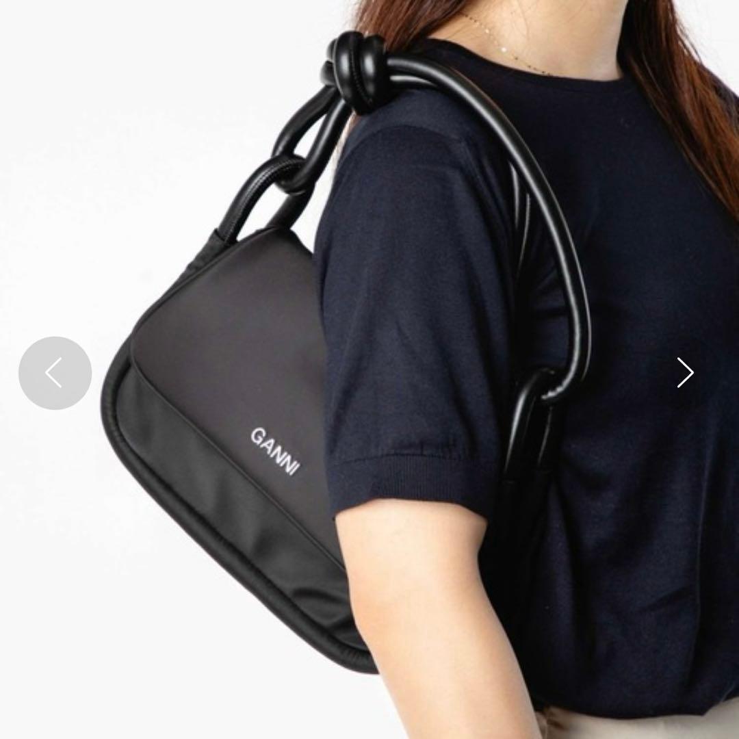 バッグ GANNI KNOT FLAP OVER HAND BAG BLACK