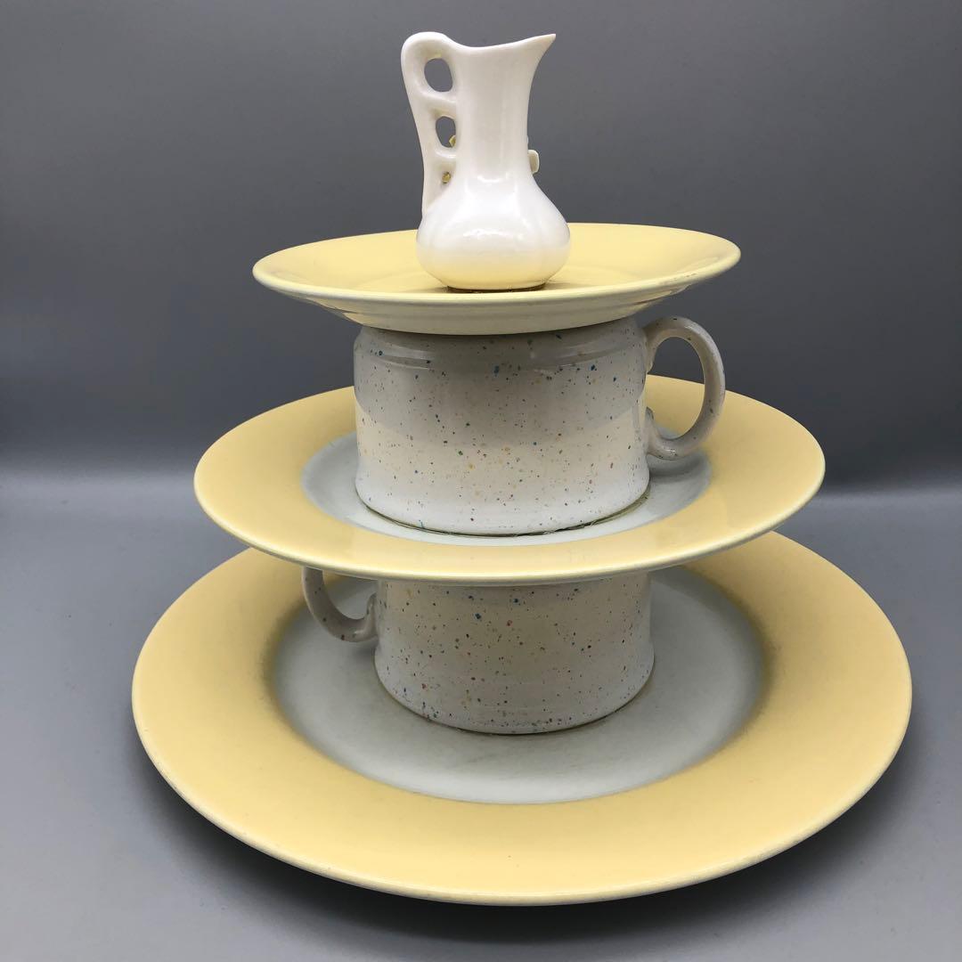 オランダHEMAアンティーク三段ティーカッププレート飾りスタンドビンテージ陶器