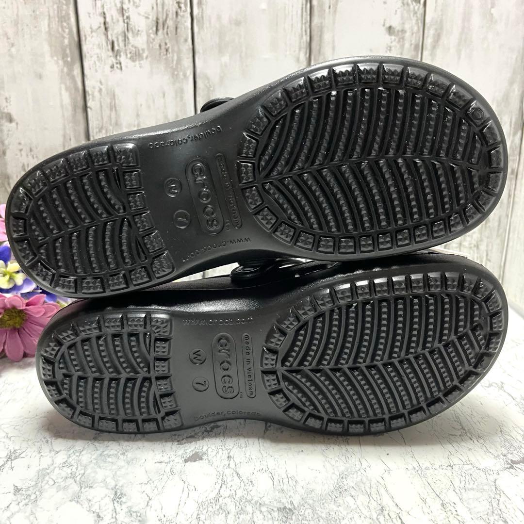 新品タグ付✨crocs シャイナ ストラップ メリージェーン 廃盤品 (W7)黒