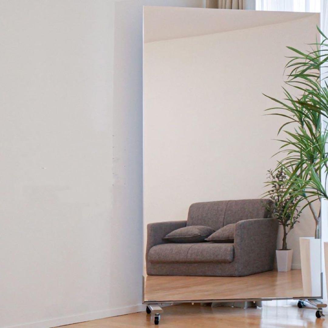 割れない鏡 スタンドミラー 全身鏡 姿見鏡 幅100×高さ160cm ブラック