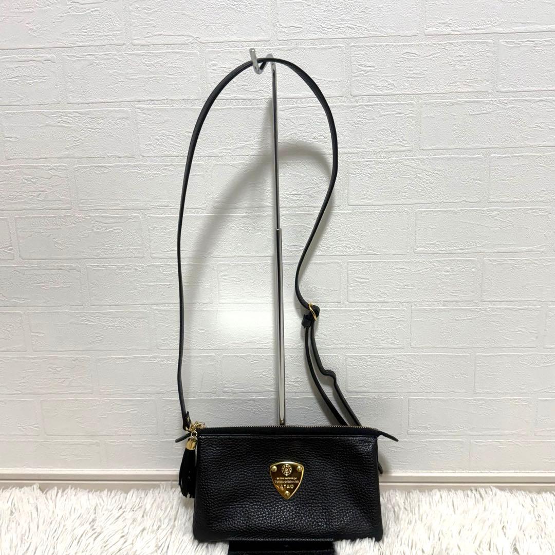 アタオ オフィスブーブー ブラック ショルダー ゴールド金具 ポシェット お財布