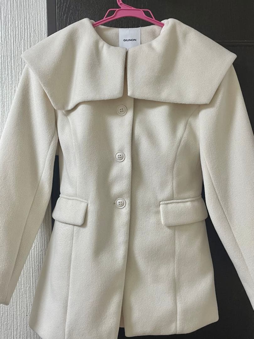 【GIUNON】ビッグカラーコート アイボリー