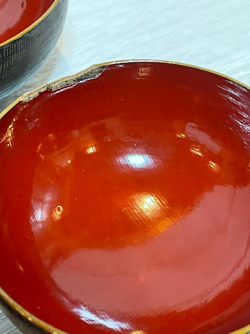 鉄錆塗　会津　吸物椀　9客　骨董　蓋付き椀　明治大正時代148