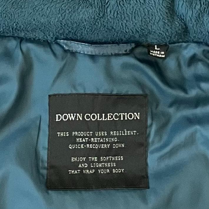 【Y2K】オールドユニクロ ダウンジャケット フェイクレザー 光沢 ファー 紺