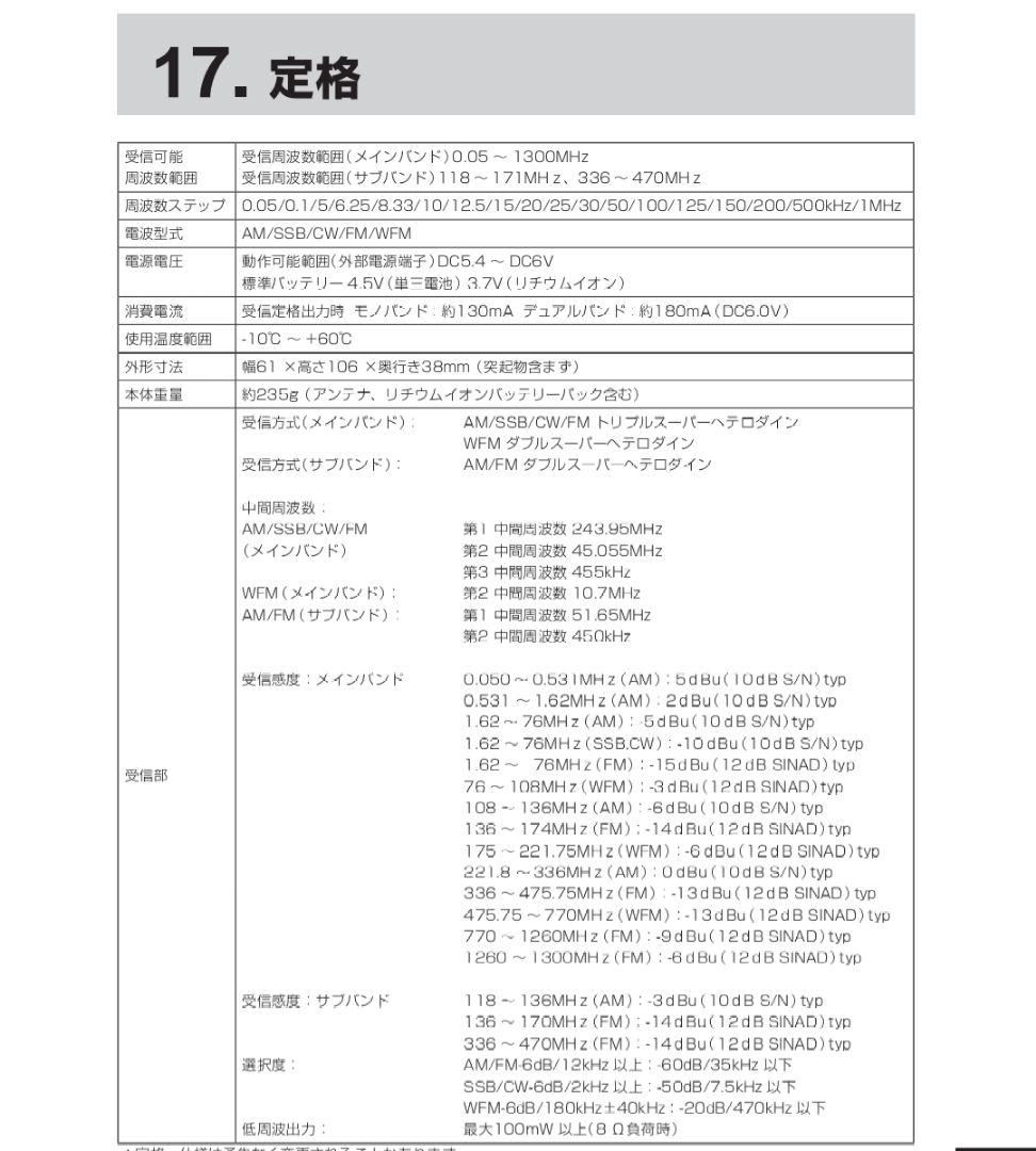 ALINCO 受信機 DJ-X11 動作品。 メーカーにてX11Aへの改造済品