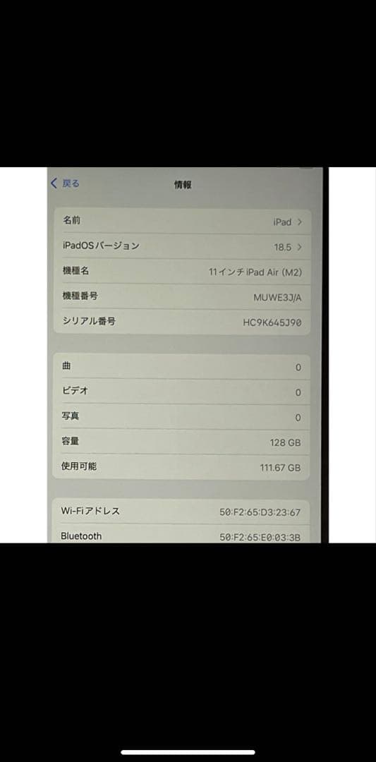 極美品　11インチiPad Air (M2) Wi-Fi 128GB