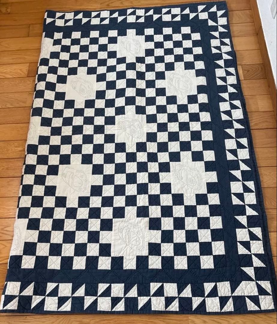 ♦︎ポルシェ356デザイン ハンドメイドパッチワーク　ベッドカバーシングルサイズ