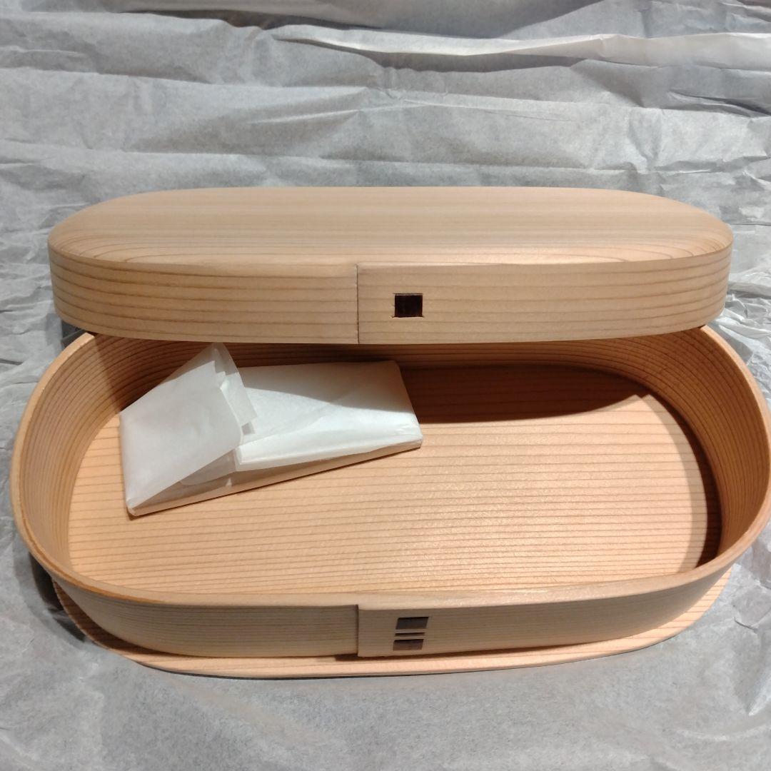 柴田慶信商店　曲げわっぱ　白木　手の平弁当箱被せ蓋　大　未使用