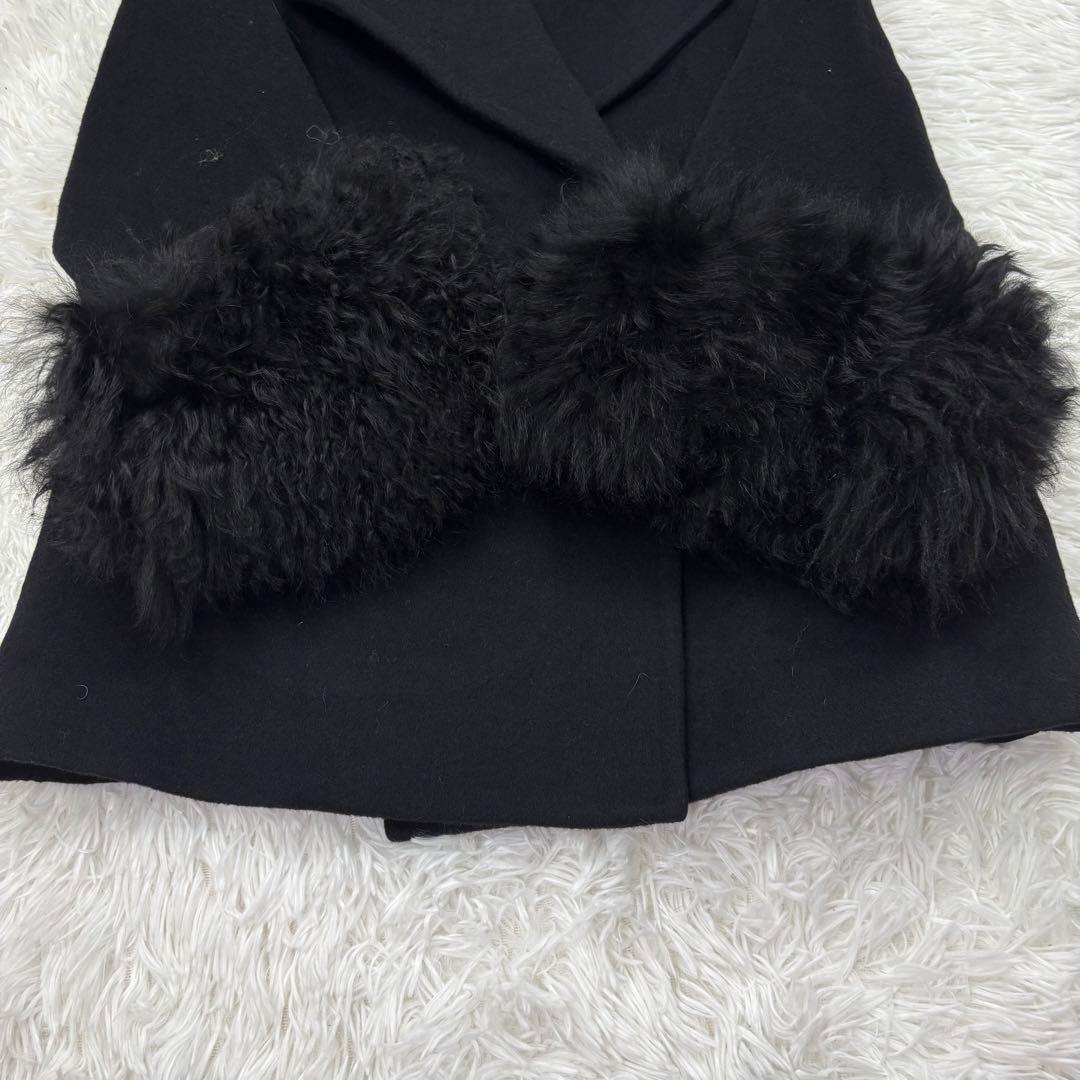 EPOCA エポカ✨ムートンファー付ピーコート ブラック サイズ40
