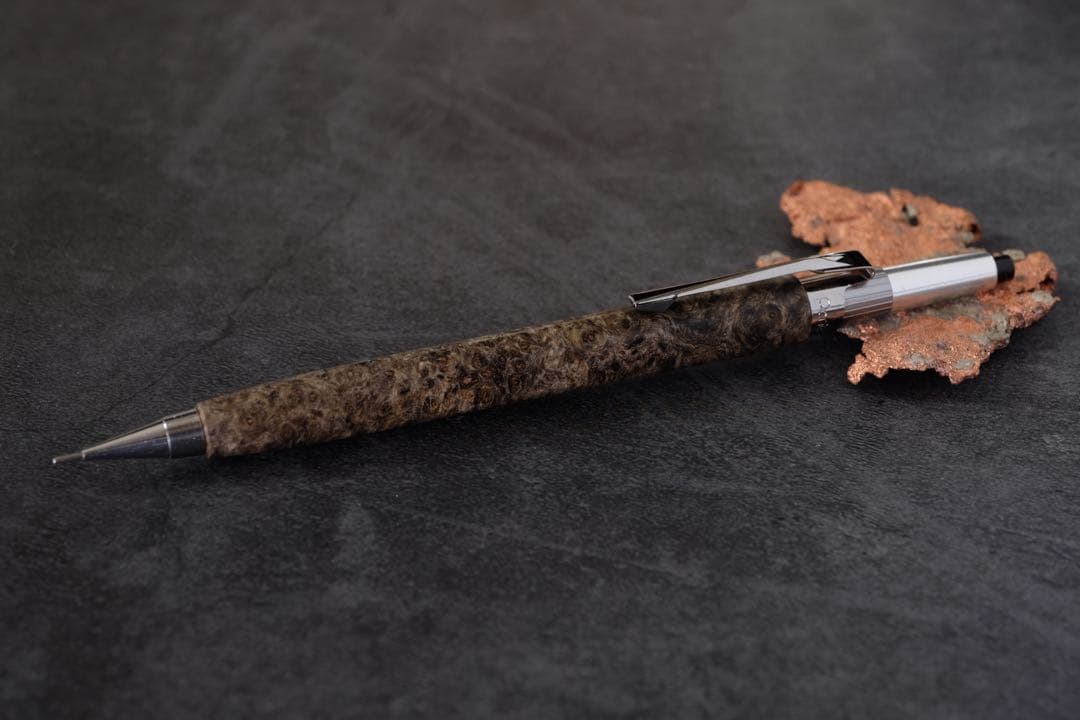 PG5木軸カスタム0217　高村杢工房 製図用シャープペンシル　花梨瘤　至高の黒