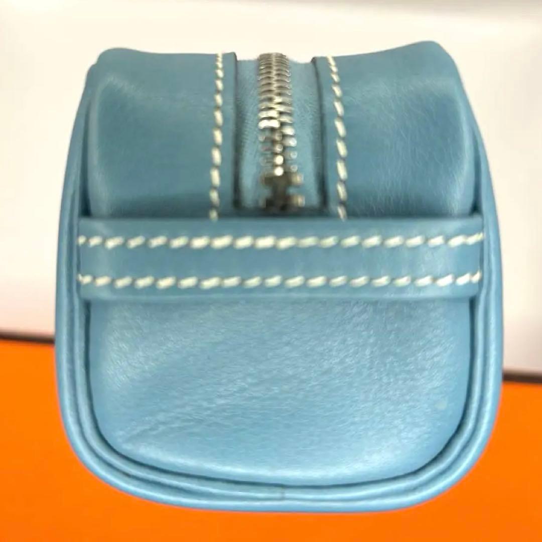 エルメス　ペンケース　ライト　ブルー　箱付き