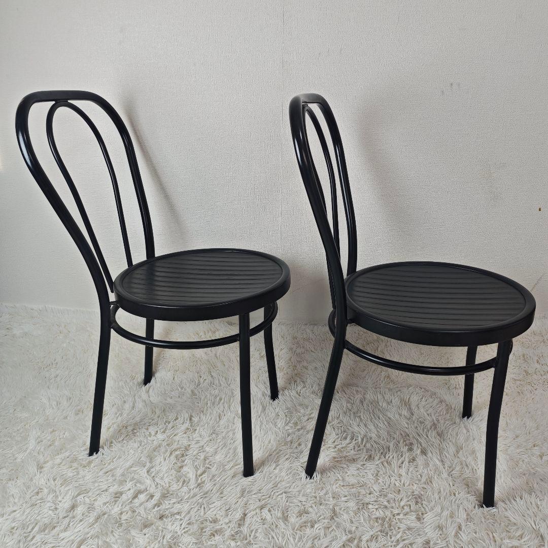 【CASABLANCA】 黒 デザイナーズチェア　アイアンフレーム　2脚セット