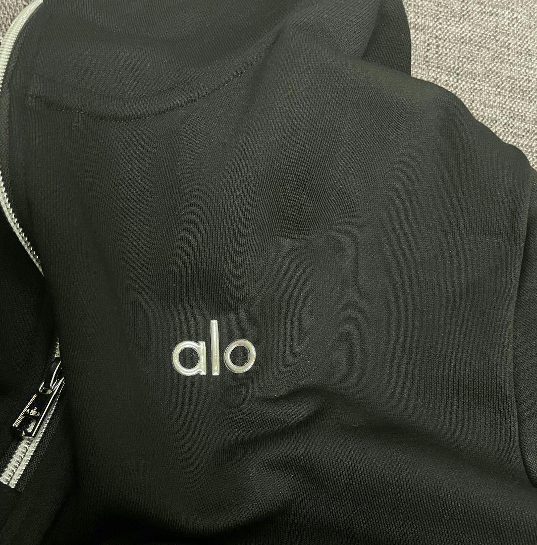 黒 half-zipハーフジップ スウェット alo yoga