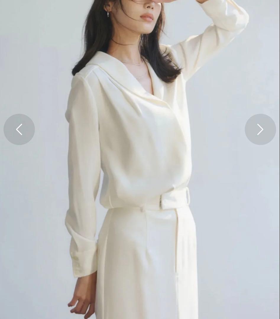 ダブルサテンショールカラーブラウス （ECRU）