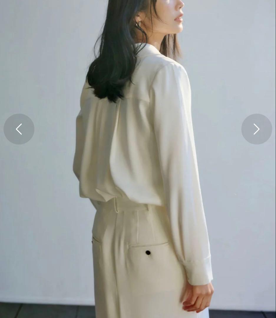 ダブルサテンショールカラーブラウス （ECRU）