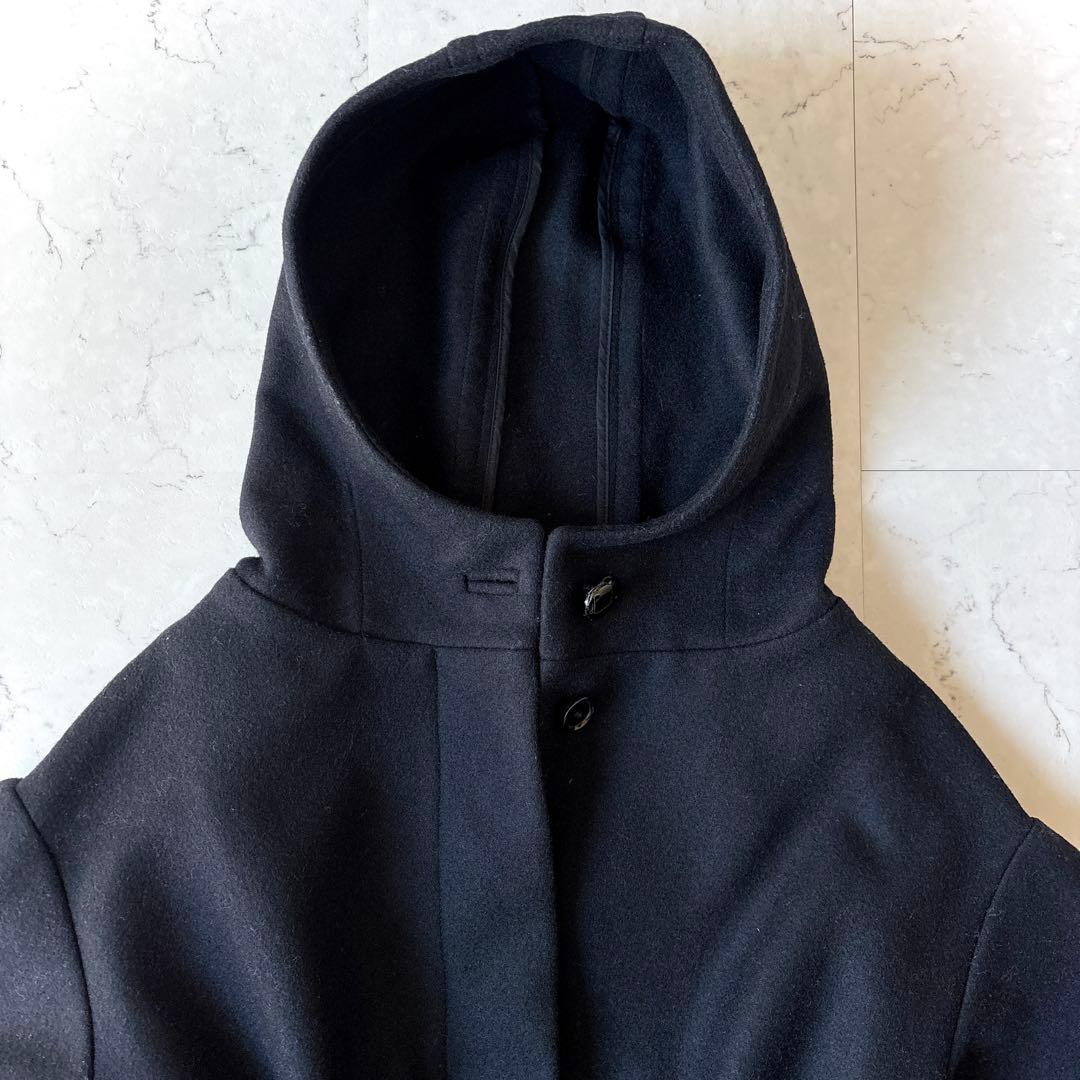 イザベルマラン オーバーサイズ フーデッドウールメルトン リバーハーフコート 黒