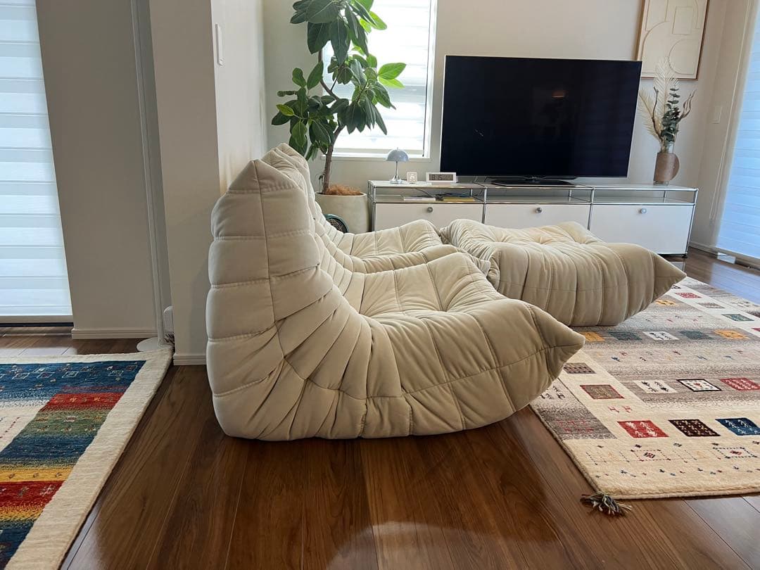 【極美品・保証書有り】Lランク生地 1Pソファー リーン・ロゼ・トーゴ