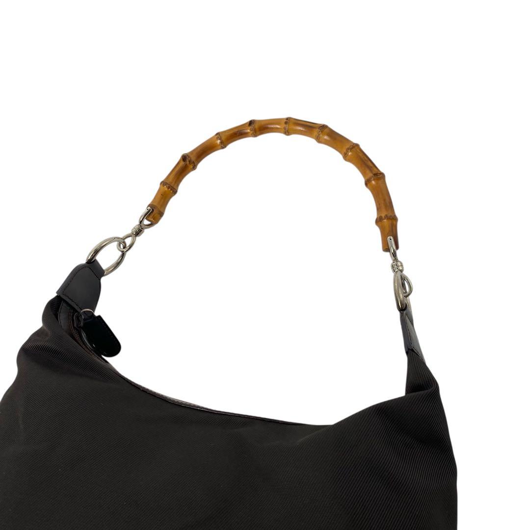 美品 GUCCI グッチ バンブー ワンショルダーバッグ ヴィンテージ ナイロン