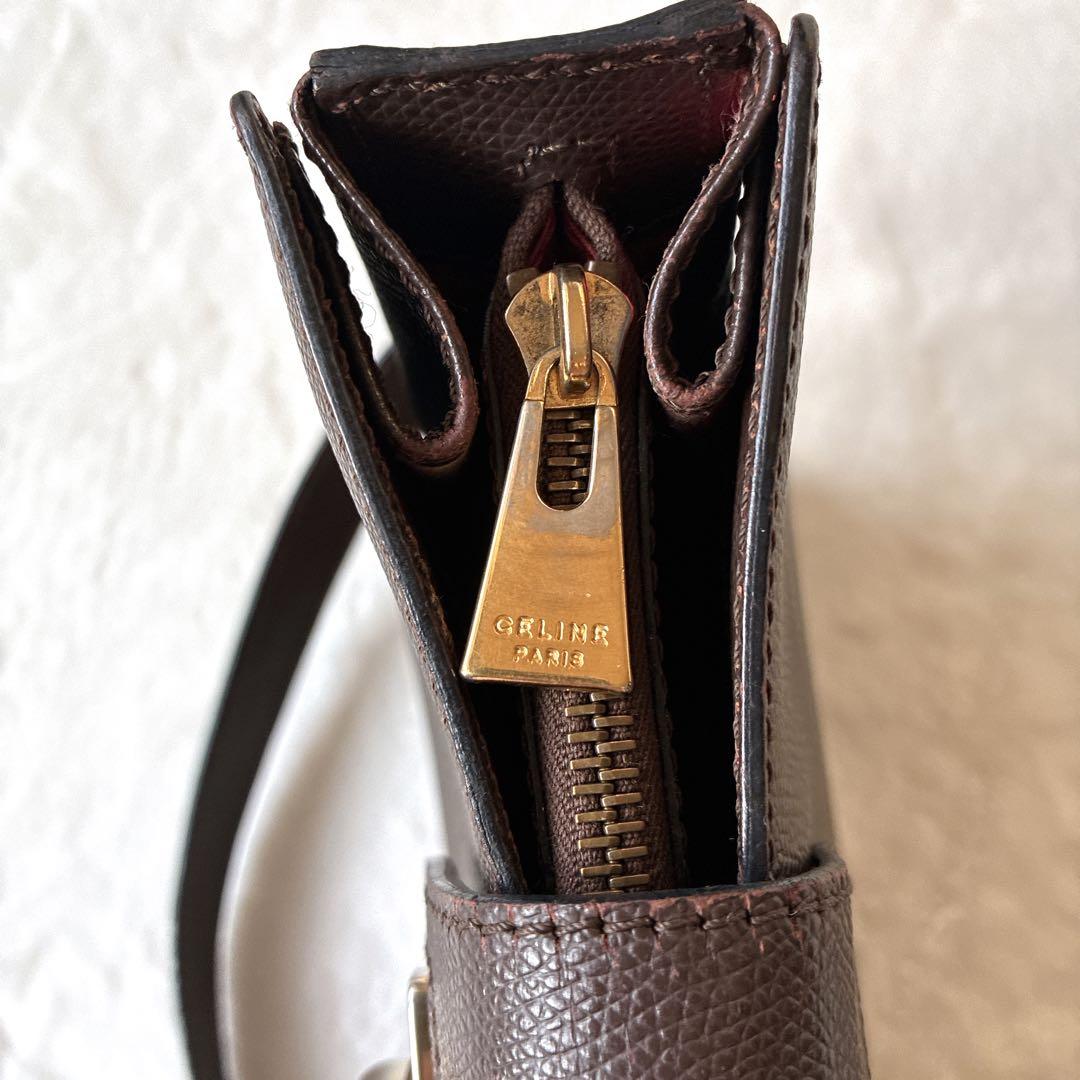 セリーヌ CELINE ショルダーバッグ ターンロック ゴールド金具 ブラウン