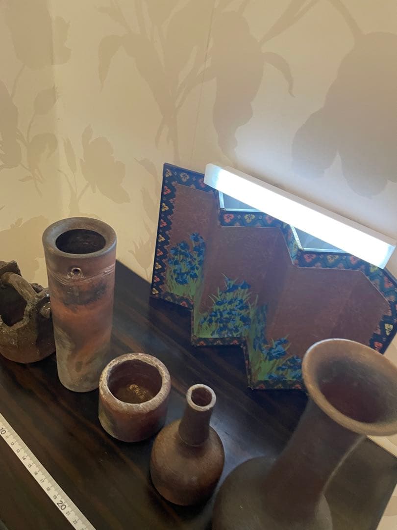 美品　作家物　備前焼　花瓶　一輪挿し　陶器製 手作り陶器　花器5点セット