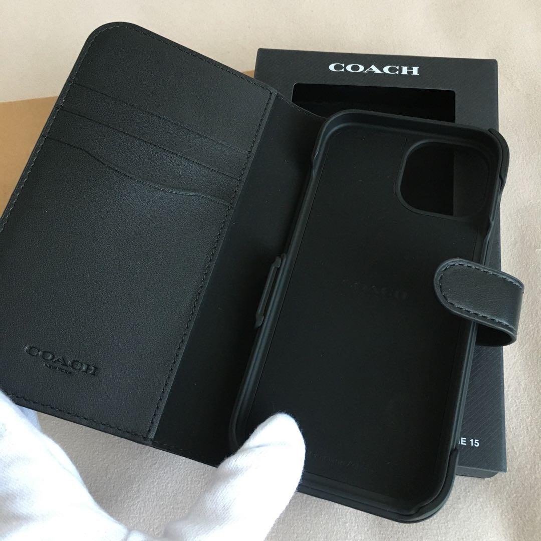 新品　COACH コーチ レザー iPhone 15 ケース　手帳 スマホケース