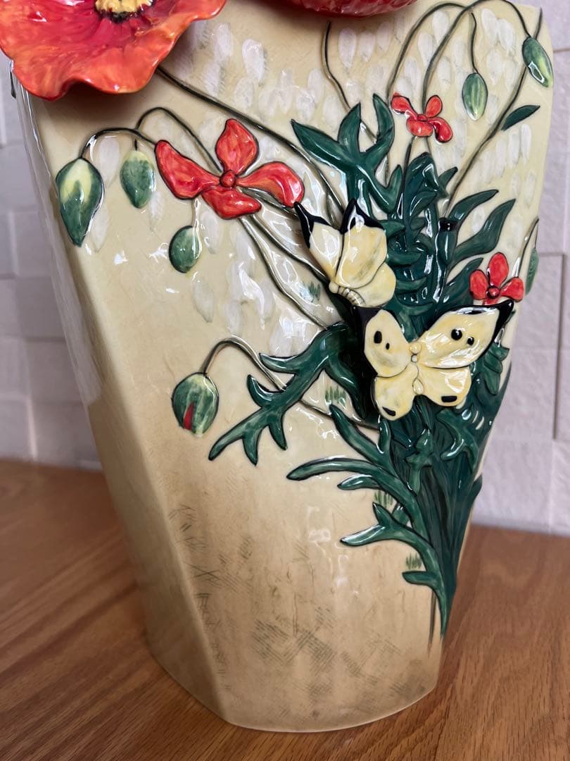 フランツコレクション ゴッホミュージアムコラボ　ポピーと蝶 花瓶 フラワーベース