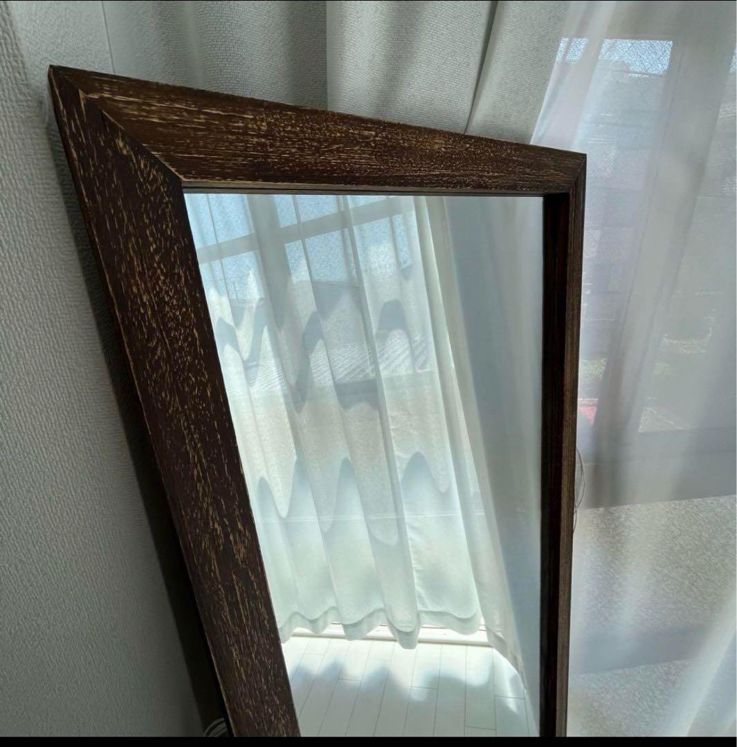 アンティーク 全身鏡 木製 スタンドミラー ダークブラウン
