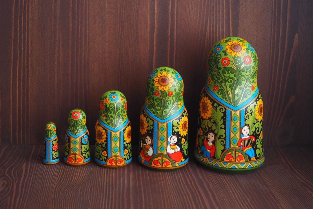 ロシア雑貨☆ヒマワリの飾り皿 直径25cm 壁掛け飾り オリガ作 マトリョーシカ