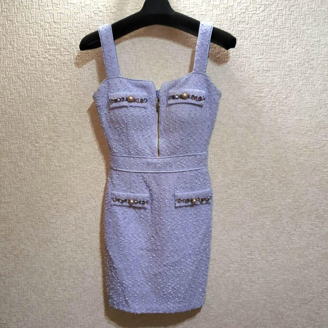 anキャバドレス ブルーノースリーブミニワンピース Sサイズ