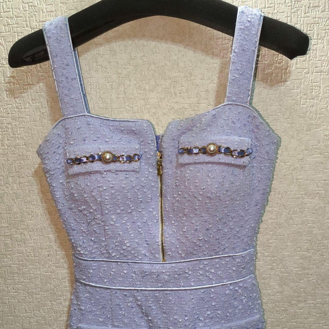 anキャバドレス ブルーノースリーブミニワンピース Sサイズ