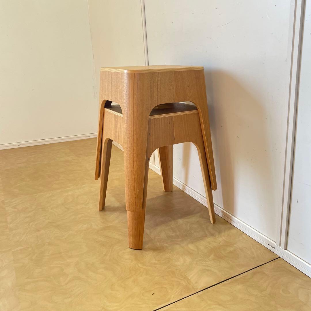 Francfranc スツール2脚 スタッキング椅子 チェア フランフラン 木製