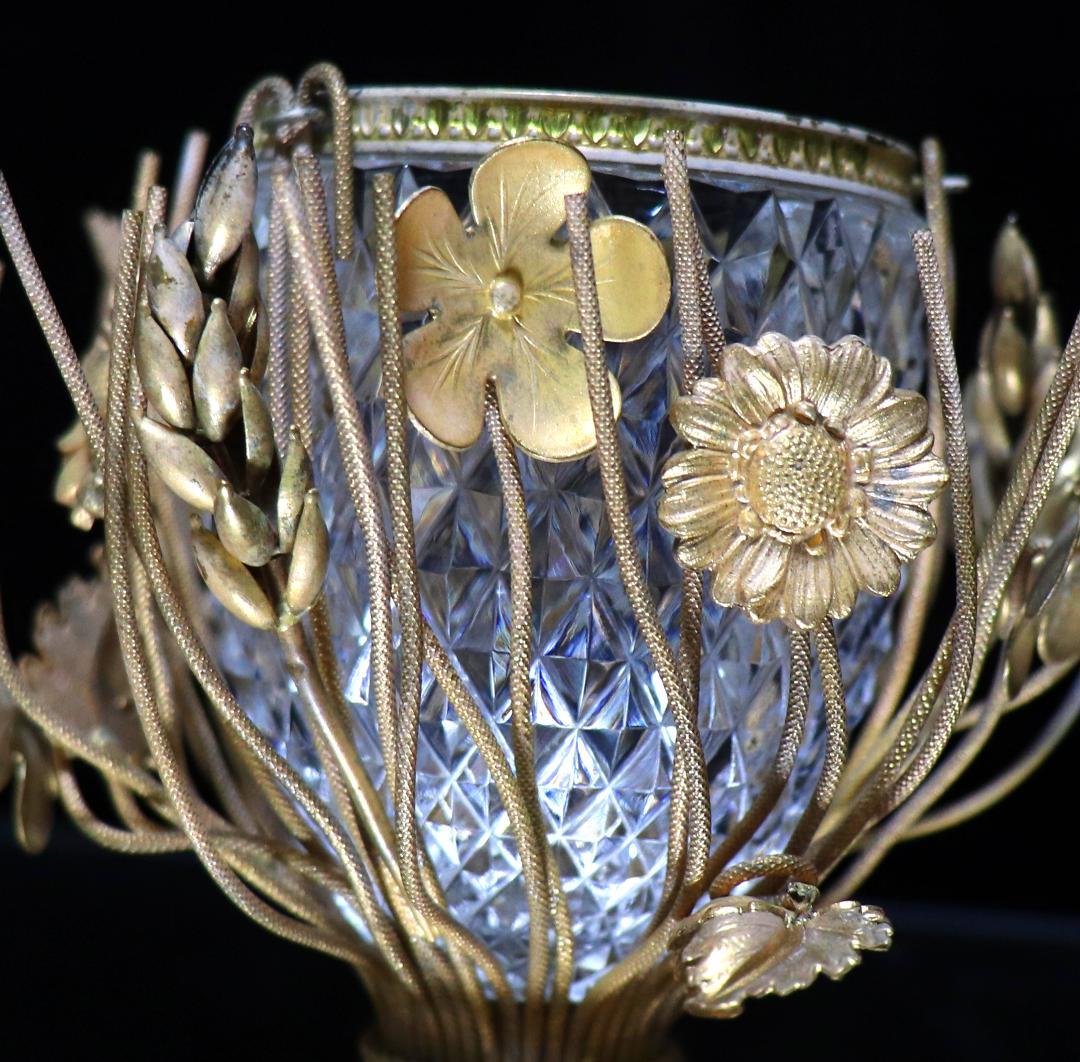 オールド・バカラ 博物館級 ブロンズ装飾 小物入れ ディアマン ビゾー 花瓶