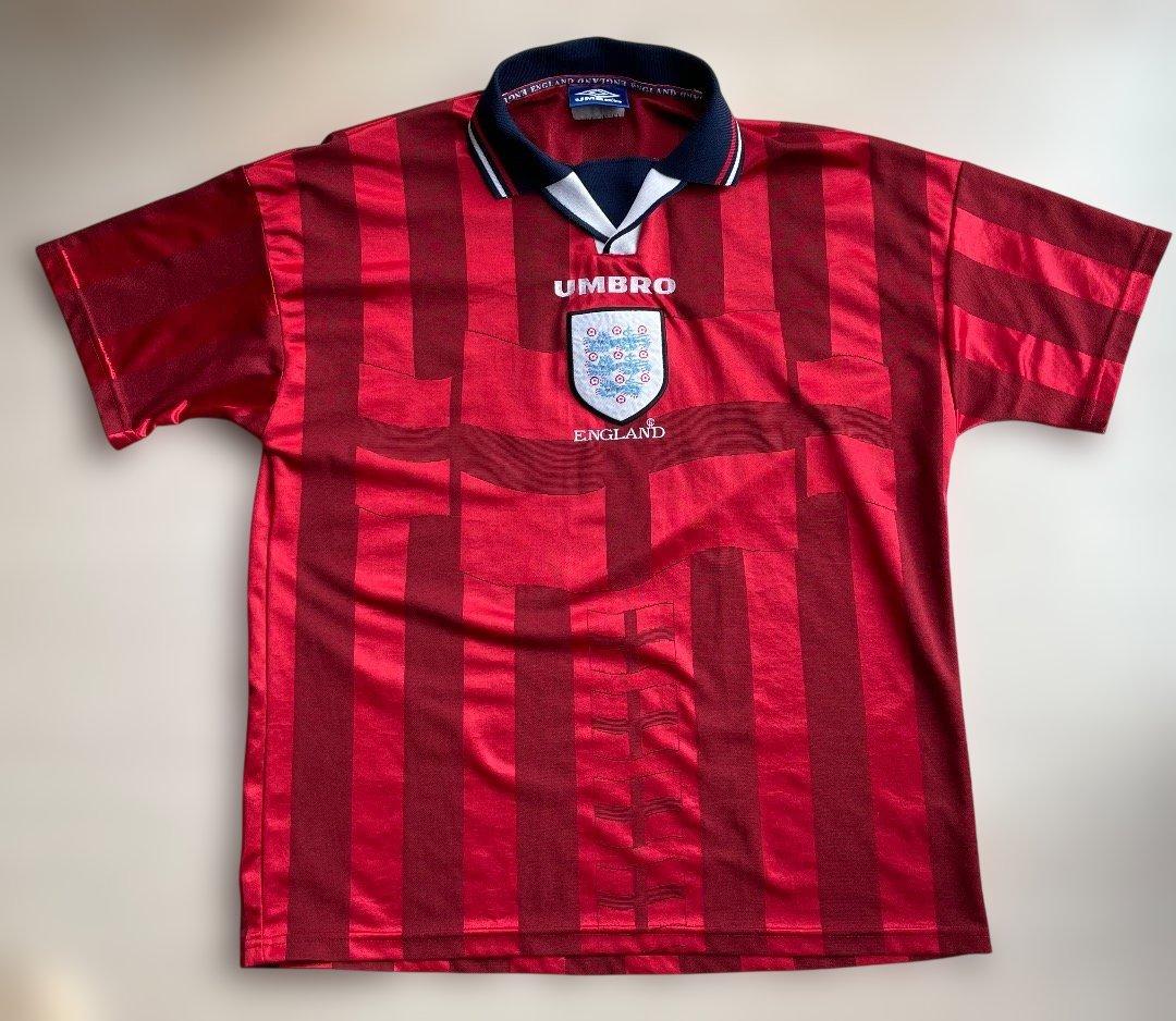 UMBRO イングランド代表アウェイユニフォーム 赤 ストライプ 襟付き