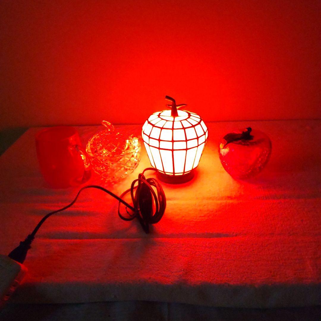 りんご4点セット　林檎のステンドグラスランプとAppleガラス小物