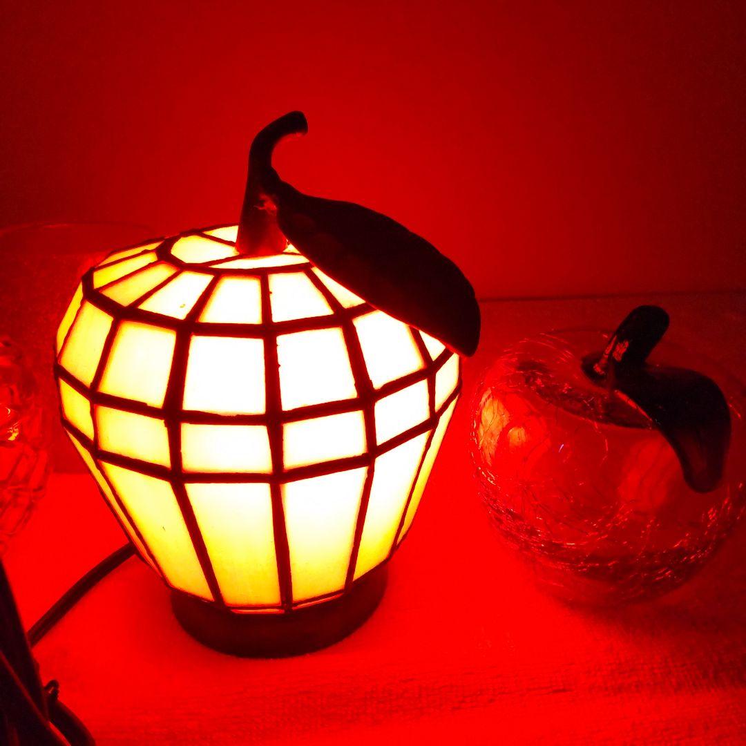 りんご4点セット　林檎のステンドグラスランプとAppleガラス小物