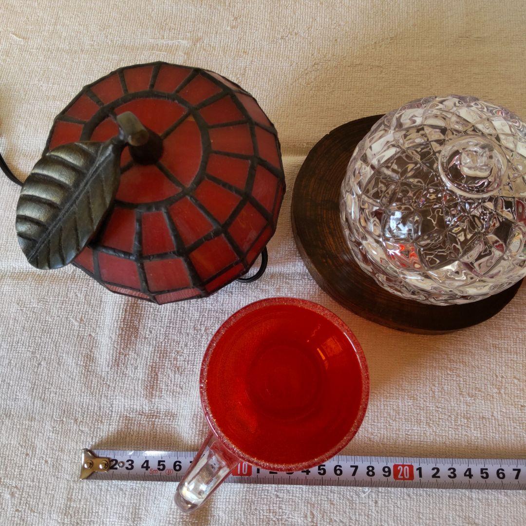 りんご4点セット　林檎のステンドグラスランプとAppleガラス小物