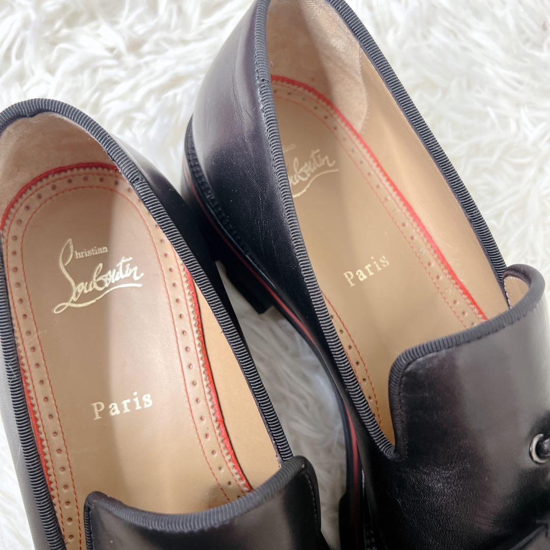 Christian Louboutin タッセルローファー 黒 赤ソール　ラグ