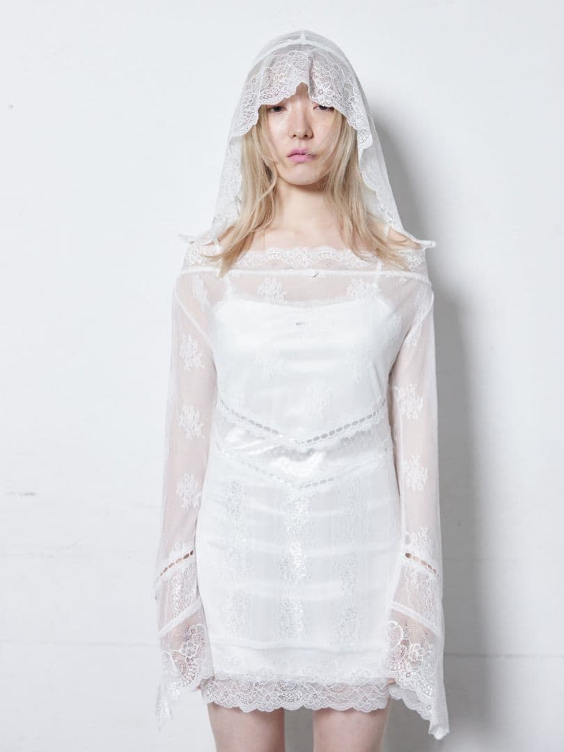 ワンピース neith. Veil Off-shoulder Dress(White)