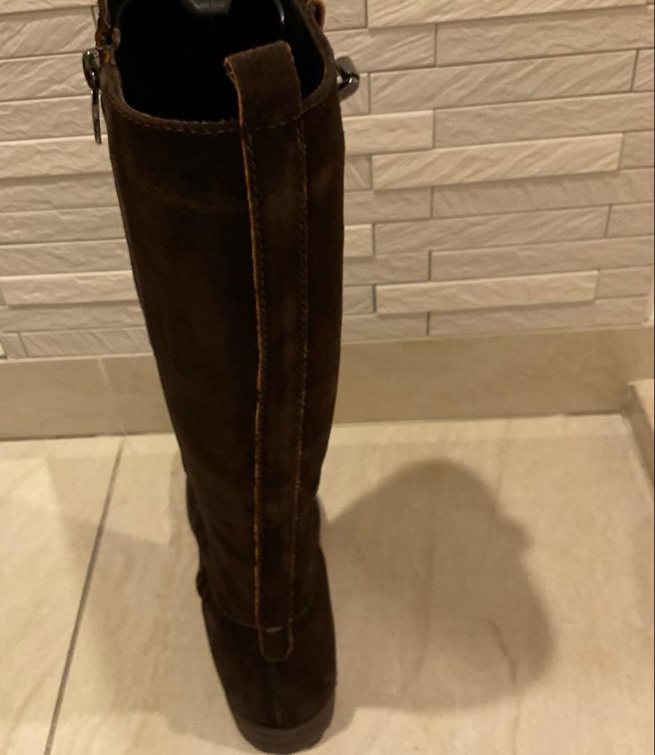 ロングブーツ　スエード　茶色ブーツ　スエードブーツ　ジョッキブーツ