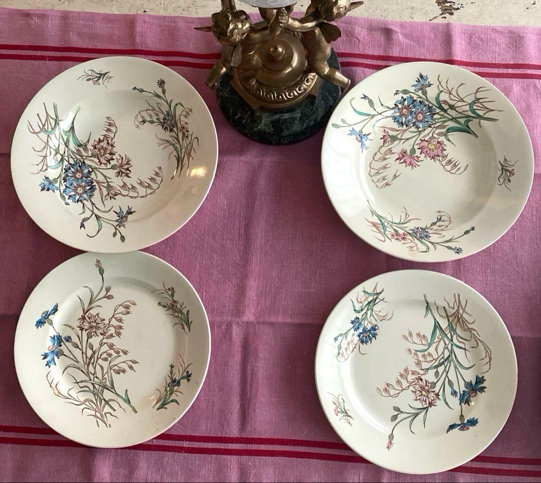 フランスアンティーク　LunevilleリュネヴィルBLEUET　矢車菊皿【C】