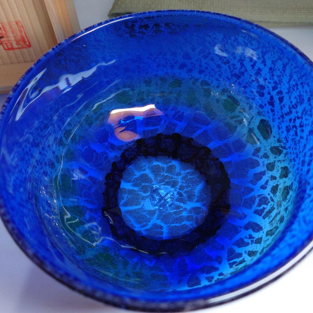 稲嶺盛吉　琉球ガラス　抹茶碗　共箱