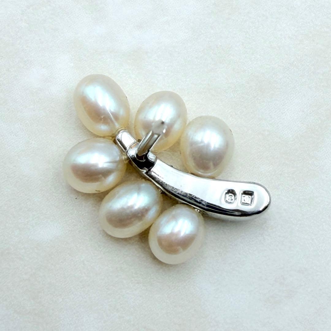 MIKIMOTO ミキモト　ピンブローチ　パール　真珠　シルバー　リーフ　植物