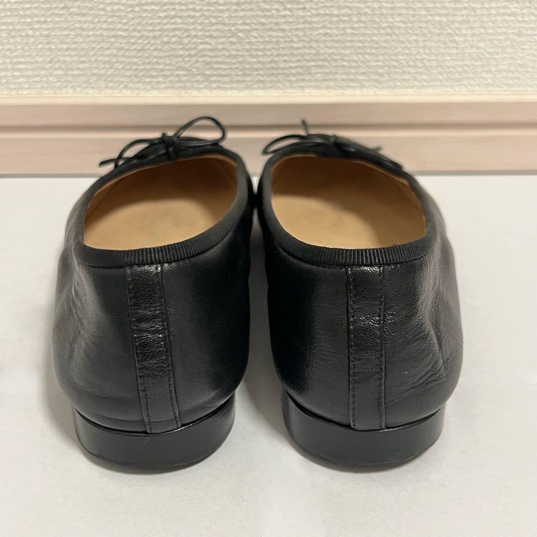 CHANEL バレリーナ　38 ブラックバレエシューズ　レザー　エナメル