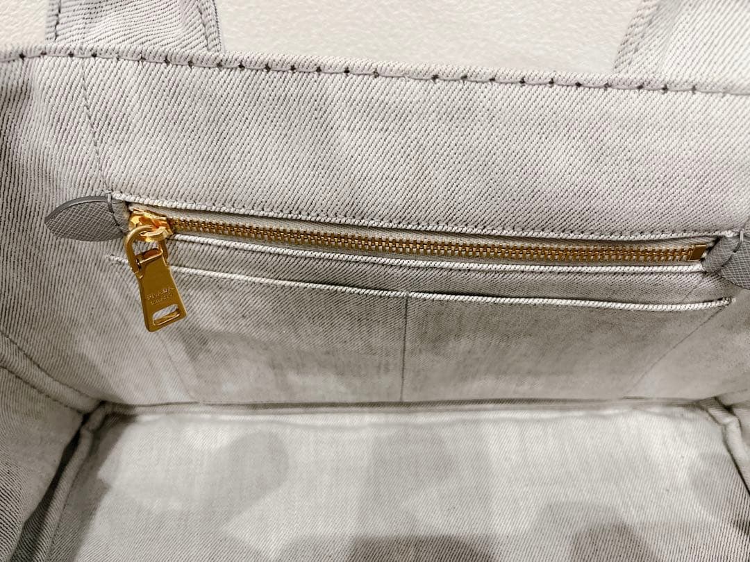 PRADA デニムトートバッグ M カナパ ビアンコ