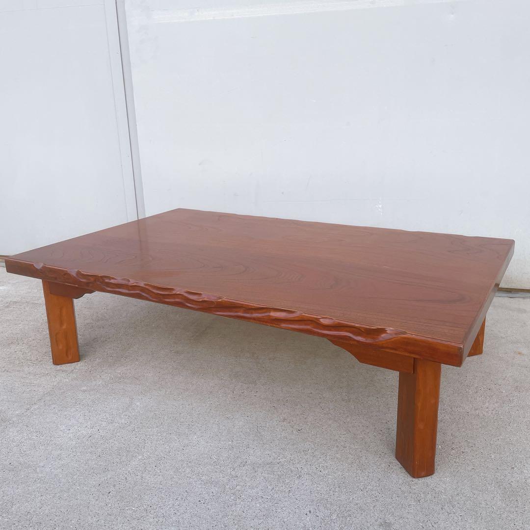 【美品送料込】高級一枚板風 折り畳み座卓 昭和レトロ アンティーク 職人手作り